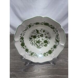 Woolworth's Korea Cereal Bowl Green Floral Scalloped Edge 7 1/4"